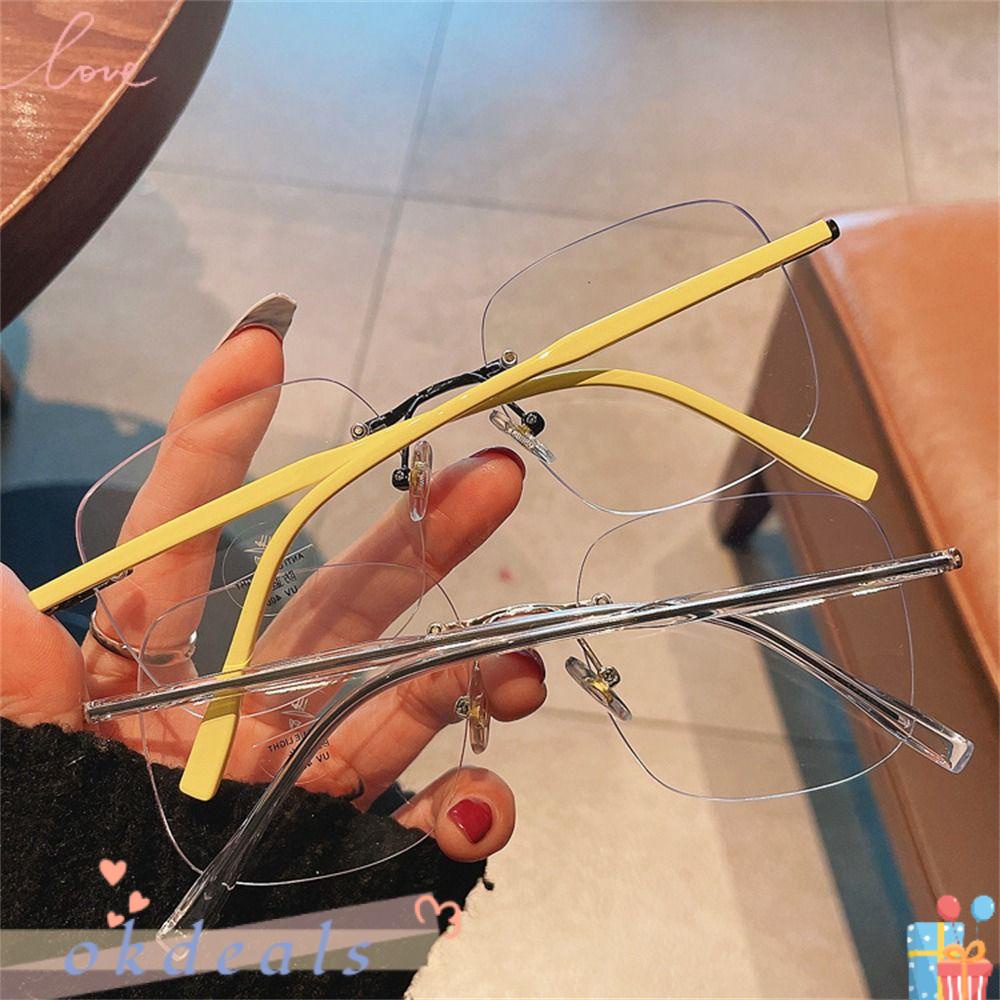 Mắt Kính Không Gọng Kim Loại Chống Ánh Sáng Xanh Phong Cách Cổ Điển Cho Nam