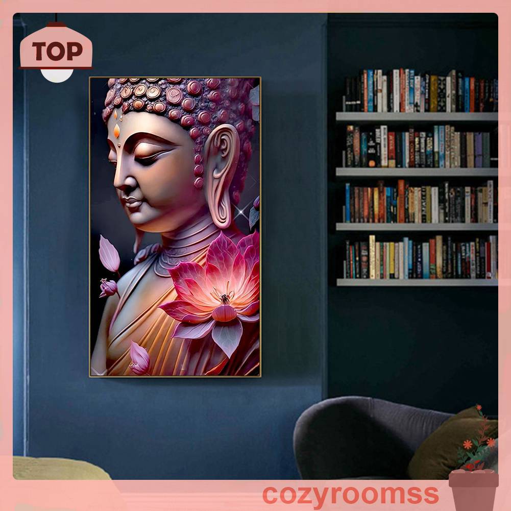 Tranh Đính Đá Kim Cương Toàn Bộ 5D DIY Hình Tượng Phật Trang Trí Nhà Cửa