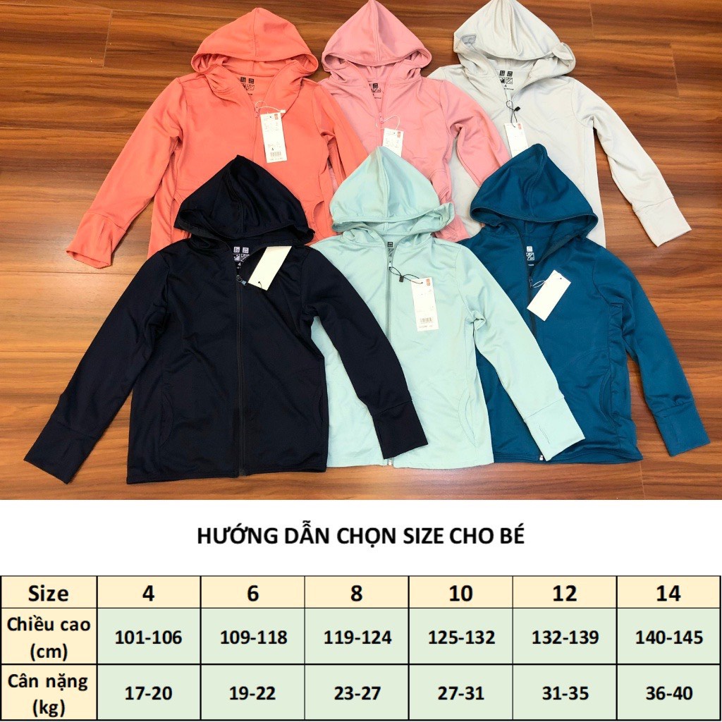 Áo chống nắng 1 lớp Uni vải dư 5 màu cho bé