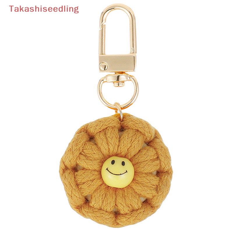 Móc Khóa Xe Hơi Dệt Kim Hình Hoa Mặt Cười Nhỏ Dễ Thương Làm Quà Tặng Cho Bạn Gái