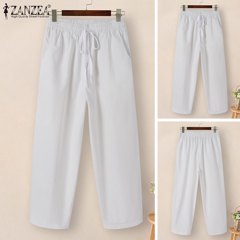 Zanzea Quần Dài Lưng Thun Rút Dây Màu Trơn Thời Trang Cho Nữ