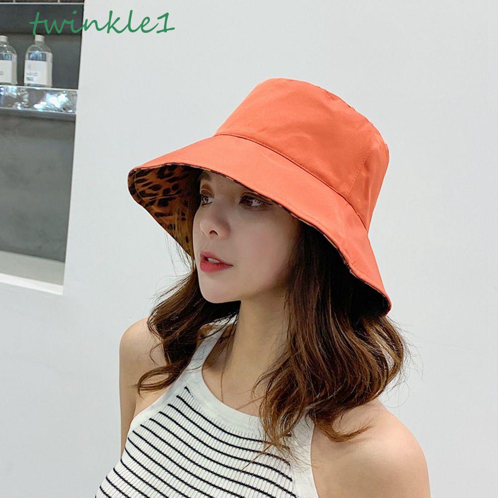 TWINKLE Mũ Bucket Mỏng Chống Nắng Gấp Gọn Họa Tiết Da Báo Thời Trang Đi Biển Mùa Hè Cho Nữ