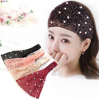 Băng Đô Ren Co Giãn Đính Ngọc Trai Phong Cách Hàn Quốc Cho Nữ