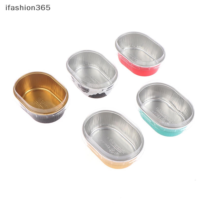 Set 10 Cốc Lá Nhôm Làm Bánh Cupcake Chịu Nhiệt Có Nắp Đậy ifashion365