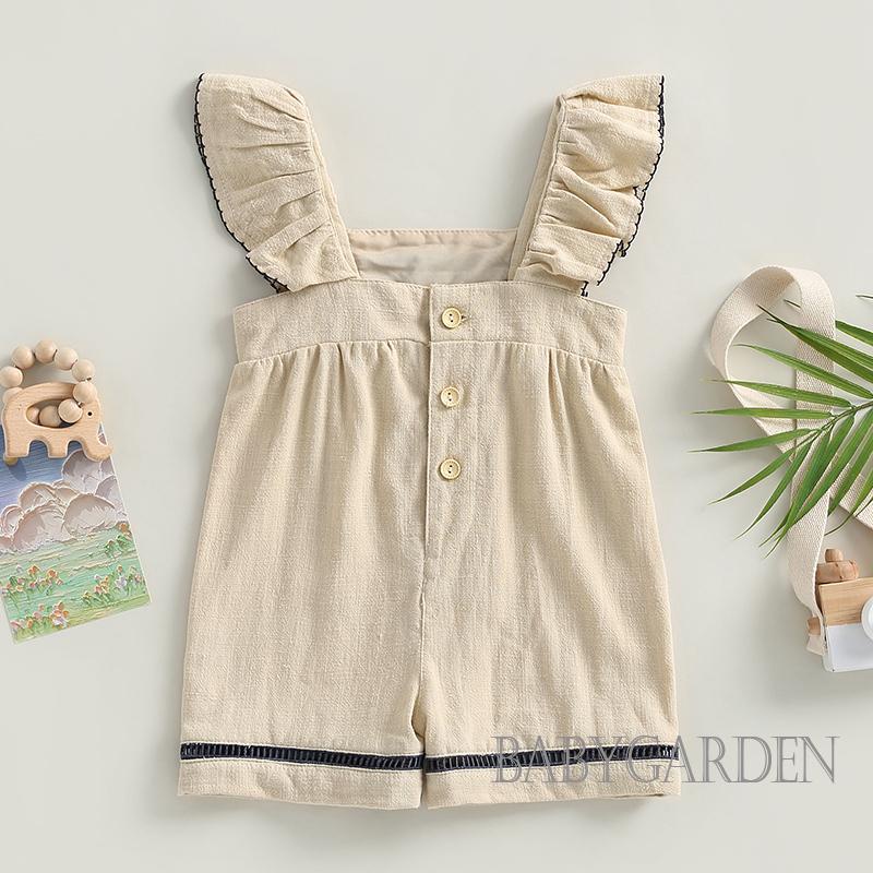 Áo Liền Quần Mùa Hè Tay Ngắn Cổ Vuông Màu Sắc Thời Trang Dành Cho Bé Gái 0-24 Tháng Tuổi