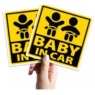 Combo 2 logo sticker 10cm x 10cm baby in car cho xe ô tô