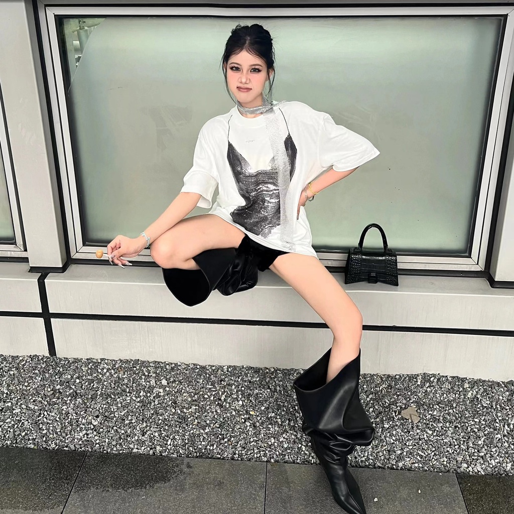 Áo Thun Nữ Tay Ngắn Dáng Rộng Phong Cách Đường Phố Mỹ Cá Tính