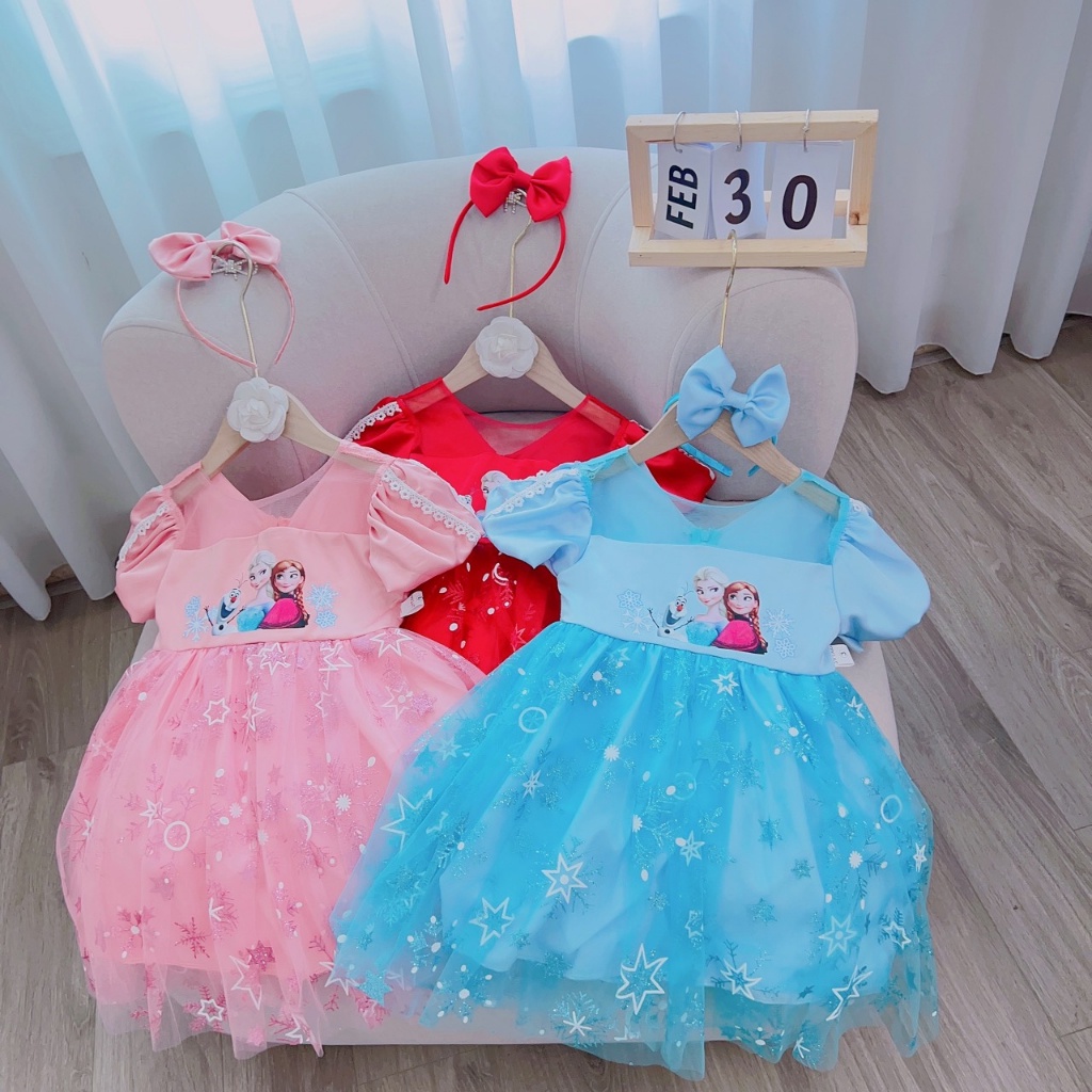 Váy cho bé gái công chúa Elsa kèm bờm xinh sắn từ 8-20kg