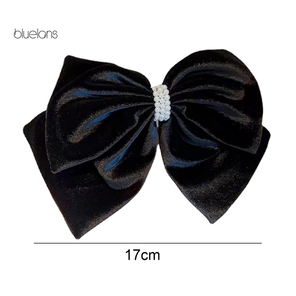 Kẹp Tóc Nơ To Hai Lớp Đính Ngọc Trai Giả Chống Trượt Phong Cách Công Chúa