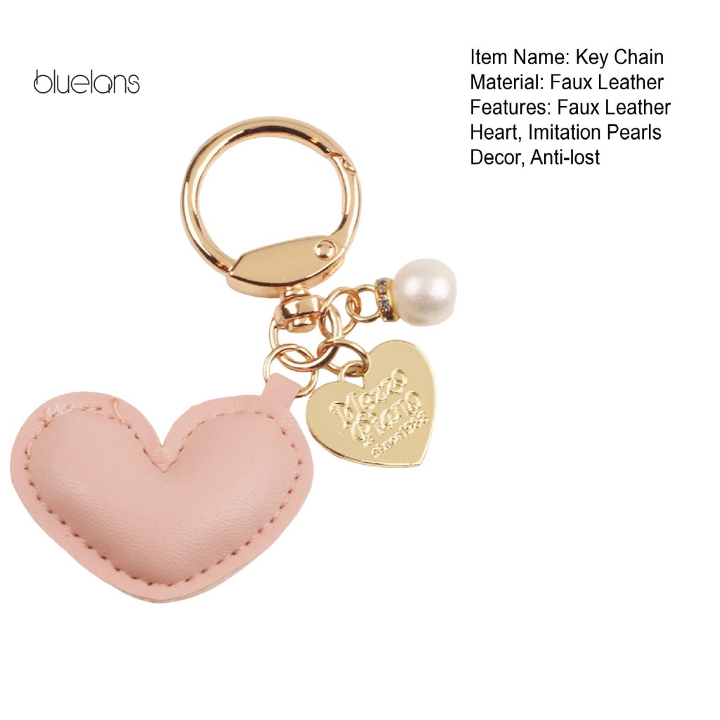 Móc Khóa Da Giả Khắc Chữ Đính Ngọc Trai Thời Trang