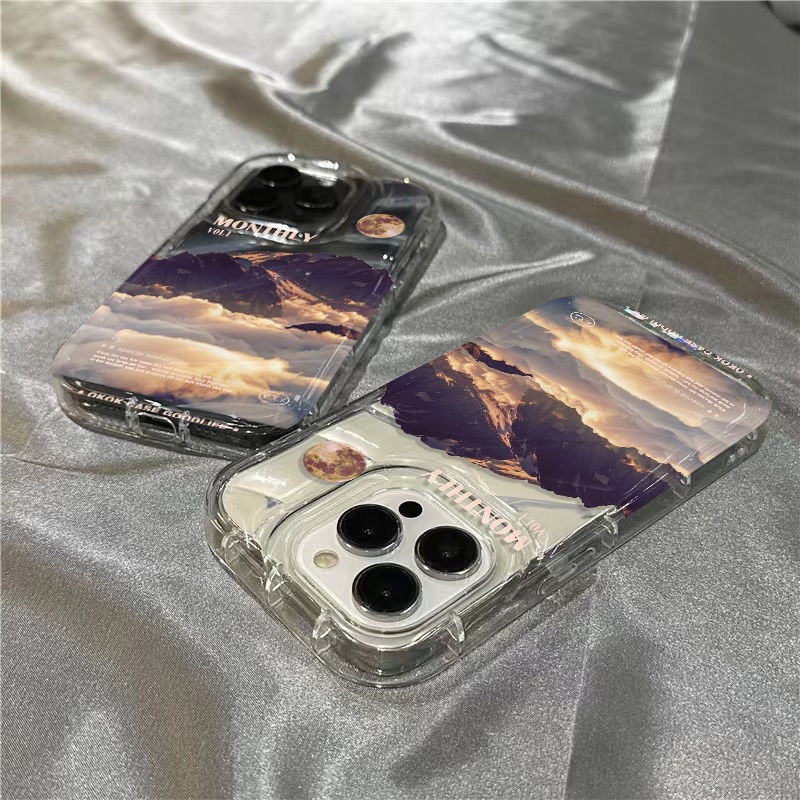 Ốp Điện Thoại Mềm Trong Suốt In Hình Núi Tuyết Cho Iphone 14Promax 1312 / 11 7 / 8plus xr /ins IPYS