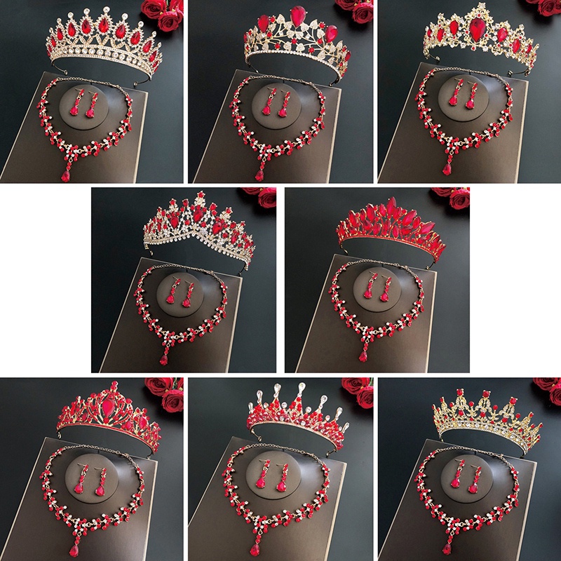 Ygt Bộ Vương Miện Và Bông Tai Pha Lê Handmade Sang Trọng Cho Cô Dâu