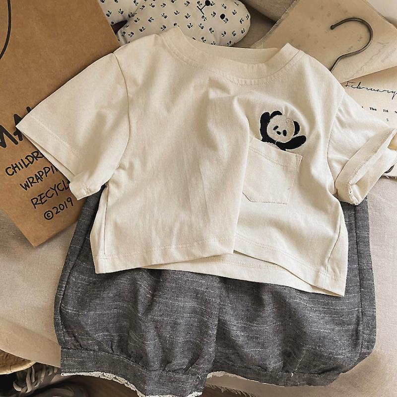 Áo Thun Mỏng Tay Ngắn Dáng Rộng Thêu Họa Tiết Hoạt Hình Phong Cách Hàn Quốc Thời Trang Mùa Hè Cho Bé Trai Và Gái