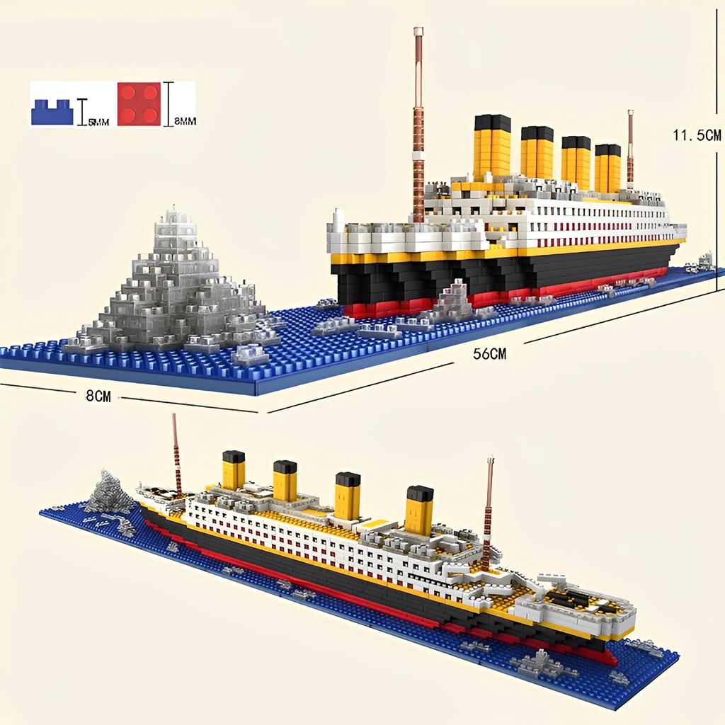 1860 PCS TITANIC CRUISE SHIP MODEL BOAT DIY BUILDING DIAMOND BLOCKS KIT CHILDREN KIDS TOYS