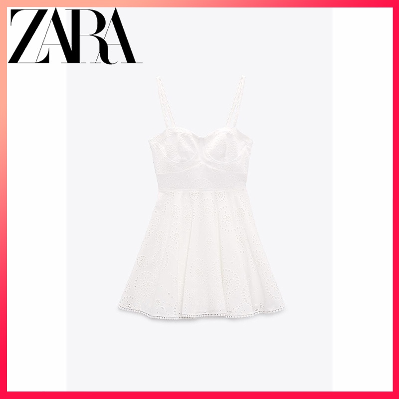ZARA Quần áo phụ nữ mới mùa hè váy treo thêu rỗng