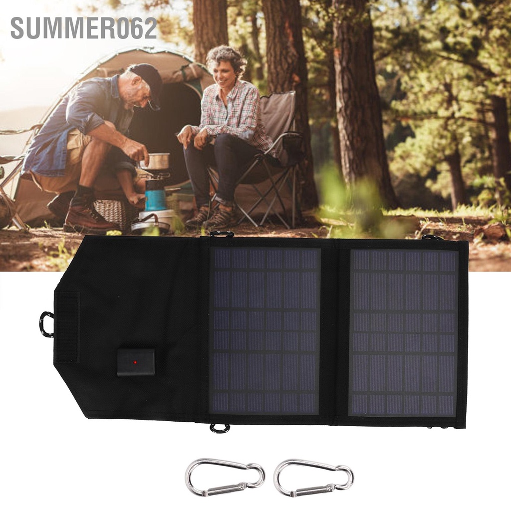 Summer062 Bộ sạc pin năng lượng mặt trời gấp đa tinh thể Silicon 7W 5V cổng USB cho các hoạt động ngoài