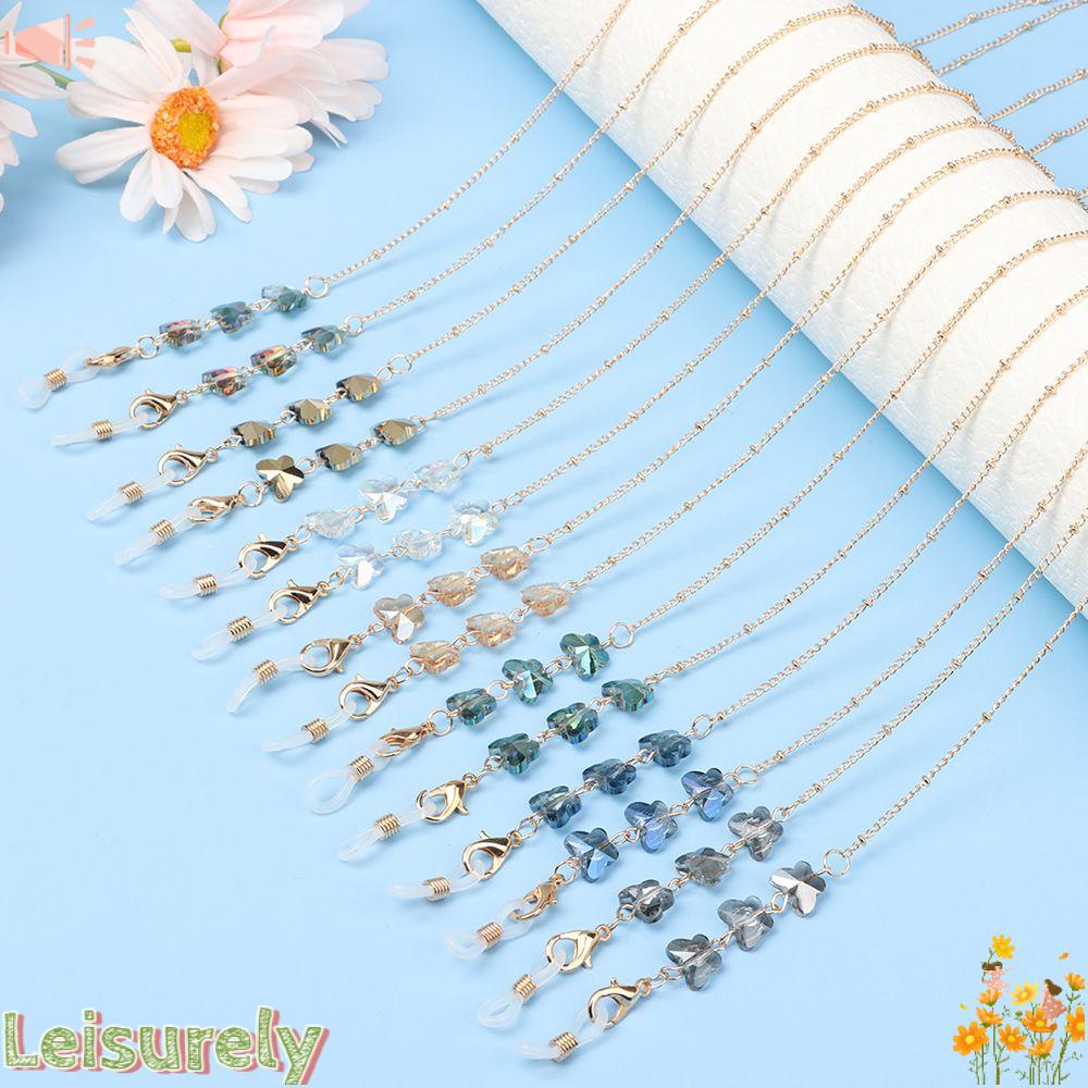 LEILY Dây Đeo Mắt Kính Chống Thất Lạc Hình Bướm Đính Hạt Pha Lê Thời Trang