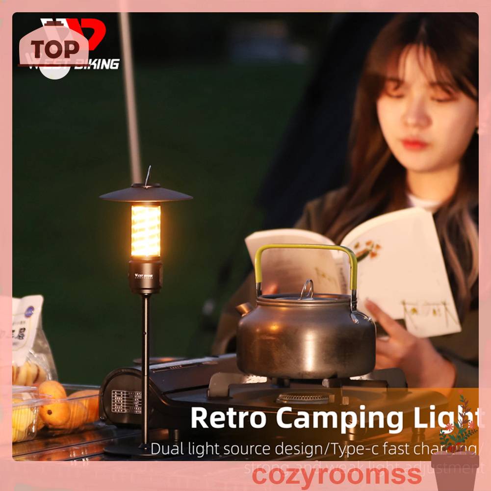 Đèn Cắm Trại Phong Cách Retro Chống Thấm Nước 400LM 2200mAh Sạc USB Tiện Lợi