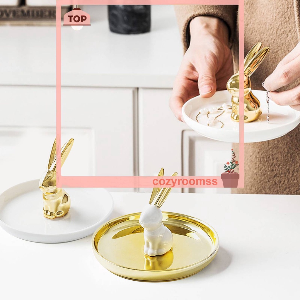 Giá Đỡ Trưng Bày Nhẫn Hình Thỏ Bằng Gốm Trang Trí Tiệc Cưới