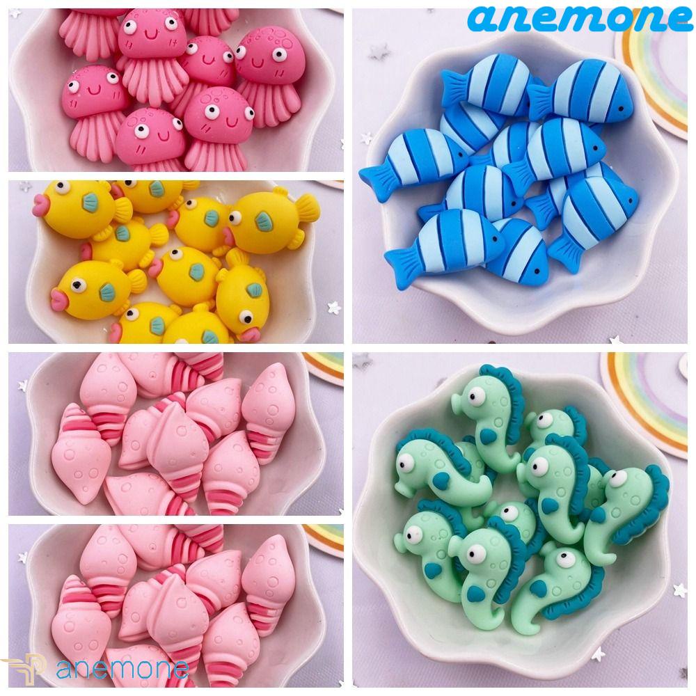 Bộ 10 Miếng Dán 3D Bằng Nhựa Resin Hình Cá Ngựa Biển Nhiều Màu Sắc Trang Trí Cốc Nước DIY