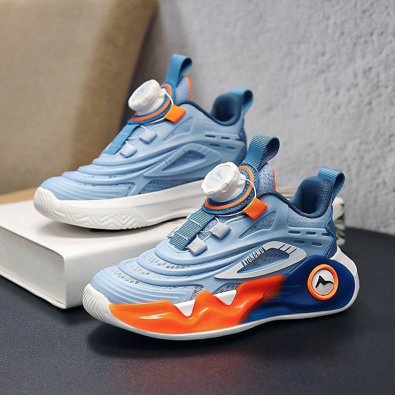 Giày Thể Thao Phối Lưới Chống Trượt Trọng Lượng Nhẹ Đính Nút Xoay Chất Lượng Cao Cho Bé Trai