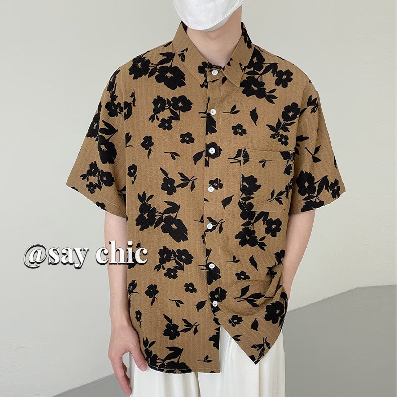 Áo Sơ Mi Tay Ngắn In Họa Tiết Đơn Giản Thời Trang Cho Nam