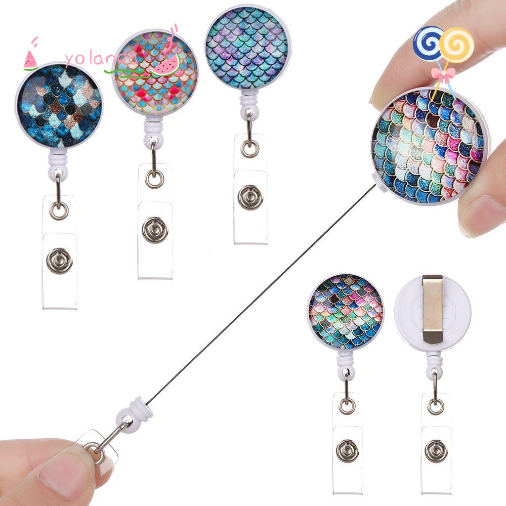 YOLA 1 Kẹp Giữ Thẻ Tên Họa Tiết Vảy Cá Thời Trang Chất Lượng Cao