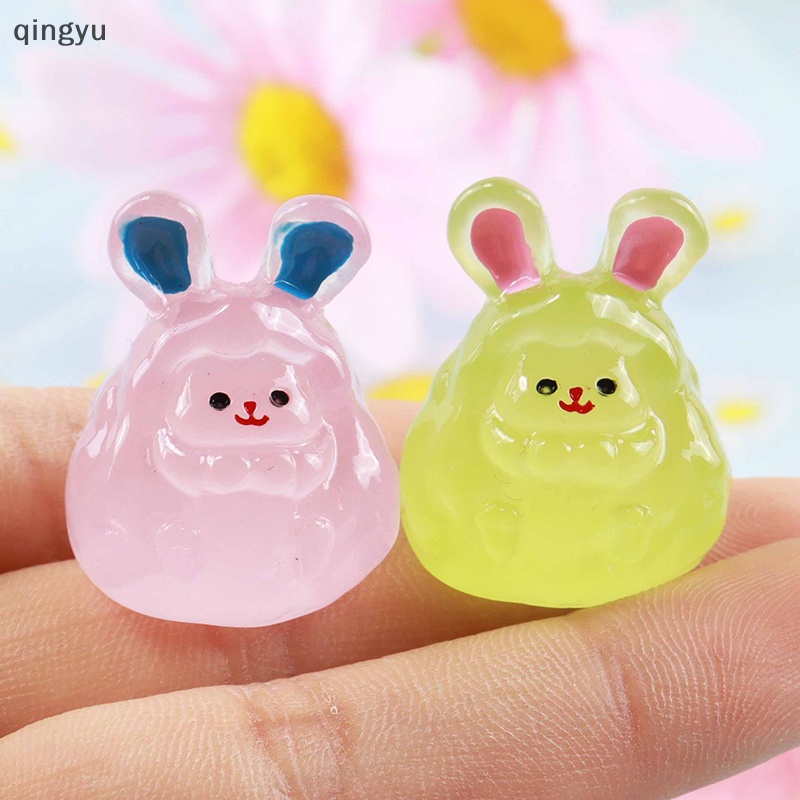 Bộ 2 Tượng Thỏ Hoạt Hình Mini Phát Sáng Trang Trí Tiểu Cảnh