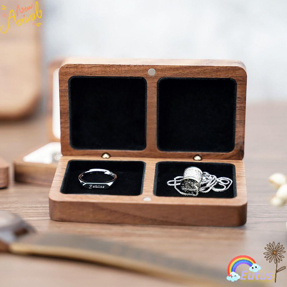 Hộp Đựng Nhẫn Bằng Gỗ Hai Tầng Tiện Dụng