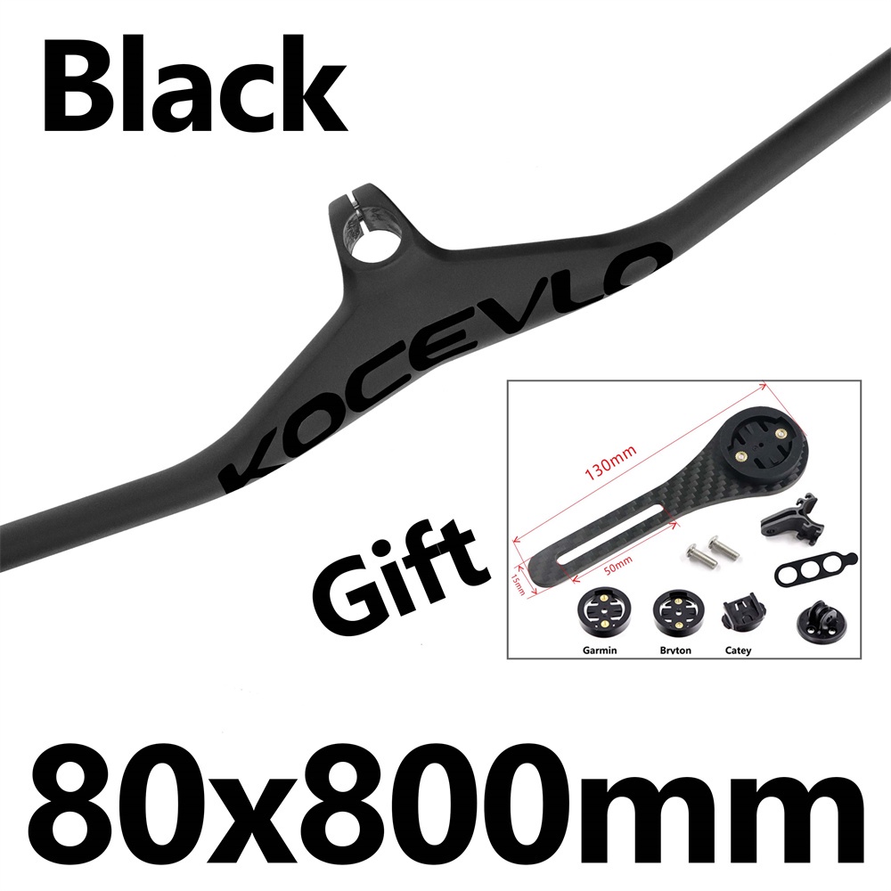 Tay Lái Xe Đạp Màu Đen Nhám Bằng Sợi Carbon Kominelo Xoay 17 Độ 28.6mm