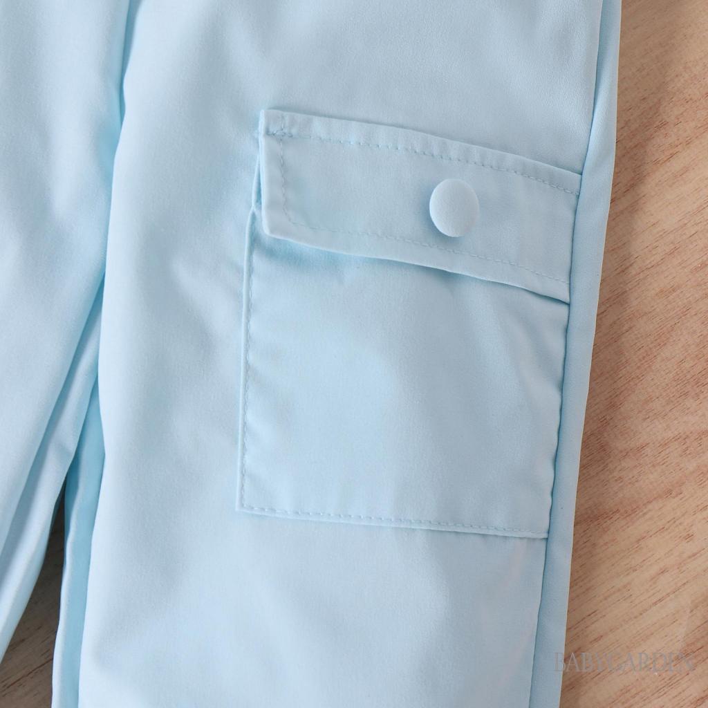 Set Áo Tay Bèo Nhún Màu Sắc Ngọt Ngào + Quần Yếm Lưng Thun Ống Rộng Thời Trang Mùa Hè Cho Bé Gái / 4-7 Tuổi