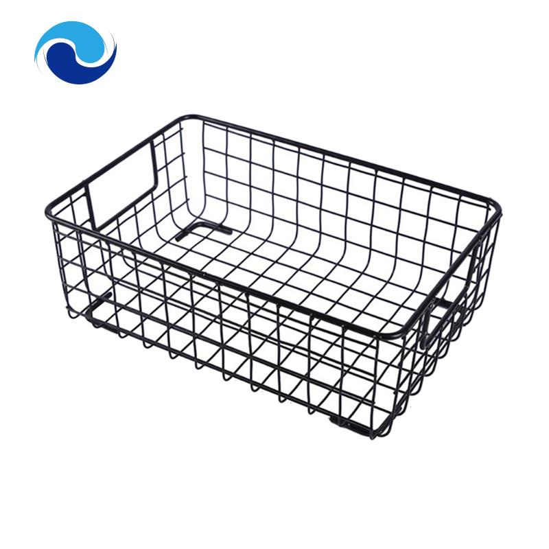 Giỏ Đựng Đồ Bằng Sắt Có Tay Cầm Tiện Dụng Cho Nhà Bếp Đen