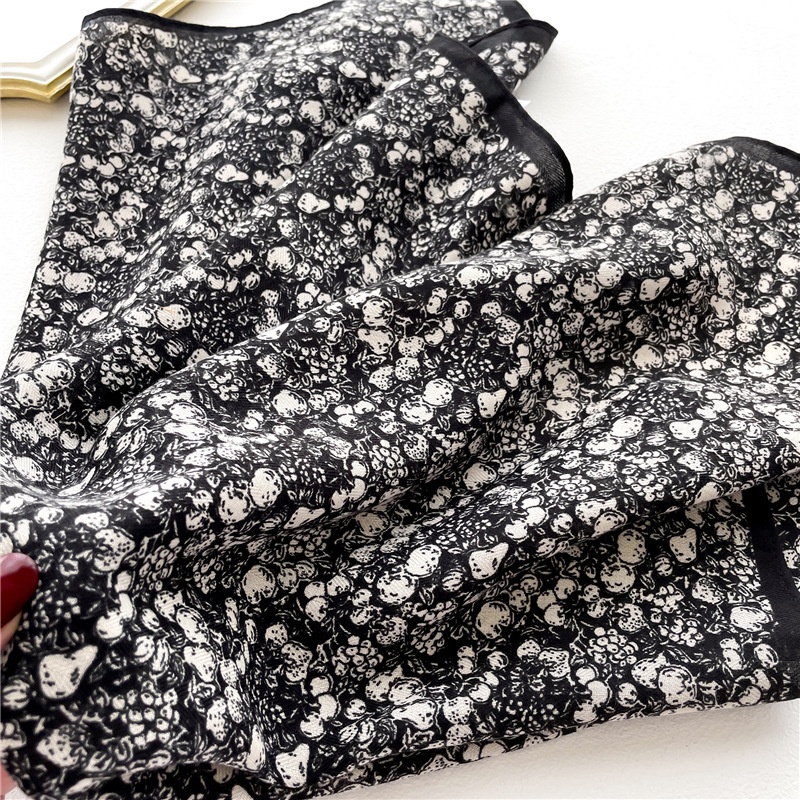 Khăn Choàng Cổ Hình Vuông 65 X 65cm Chất Liệu Cotton Lanh Mỏng In Họa Tiết Hoa Xinh Xắn Thời Trang Cho Nữ