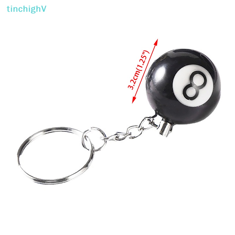 Móc Khóa Hình Quả Bida Số 8 Màu Đen Bằng Nhựa Resin 32mm Sáng Tạo