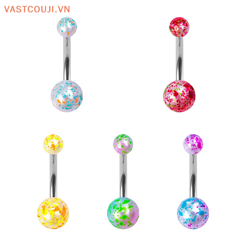 Bộ 5 Khuyên Rốn Bằng Thép Không Gỉ Nhiều Màu Sắc Gợi Cảm VASTJI