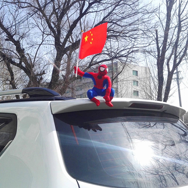Car Roof Doll Spider-Man Decoration Personalized Doll Car Tail Batman Cartoon cute doll decoration Car exterior decoration