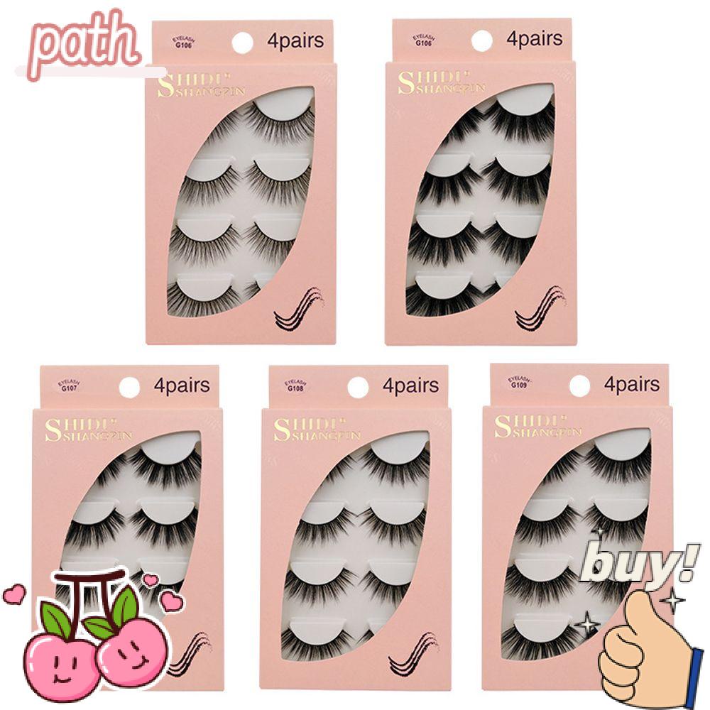 PATH Set 4 Cặp Lông Mi Giả 3D Mềm Mịn Trang Điểm Tự Nhiên