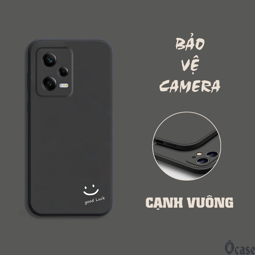 Ốp lưng Xiaomi Redmi Note 12 in hình mặt cười may mắn cạnh viền vuông có bảo vệ camera