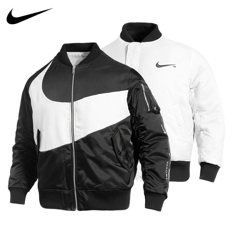 Áo Khoác Bóng Chày Thêu Logo Nike100% Swoosh Thiết Kế Đơn Giản Ấm Áp Cho Nam