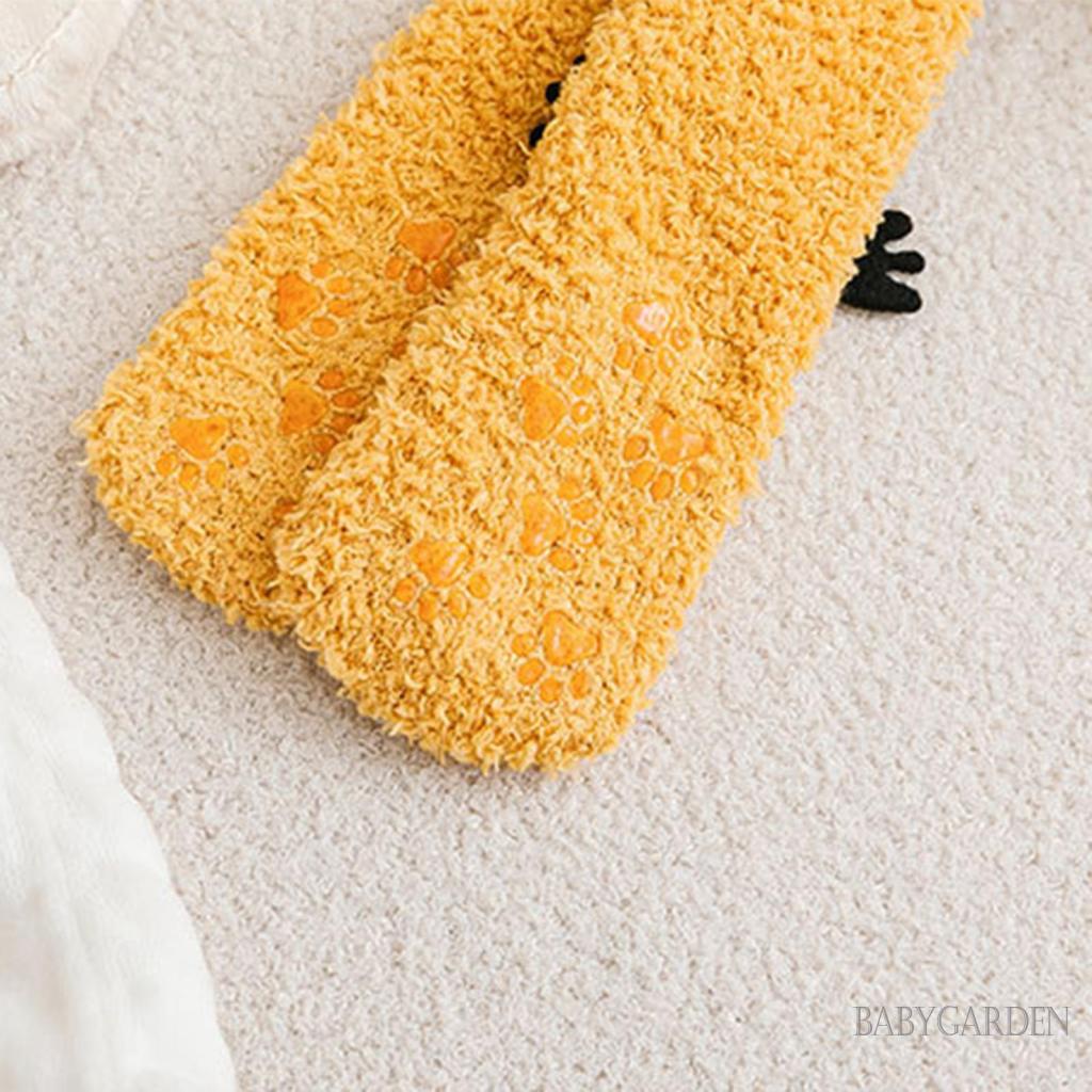 Vớ Lông Cừu San Hô Dày Giữ Ấm Chống Trượt In Họa Tiết Hoạt Hình Dễ Thương Cho Bé 0-10 Tuổi