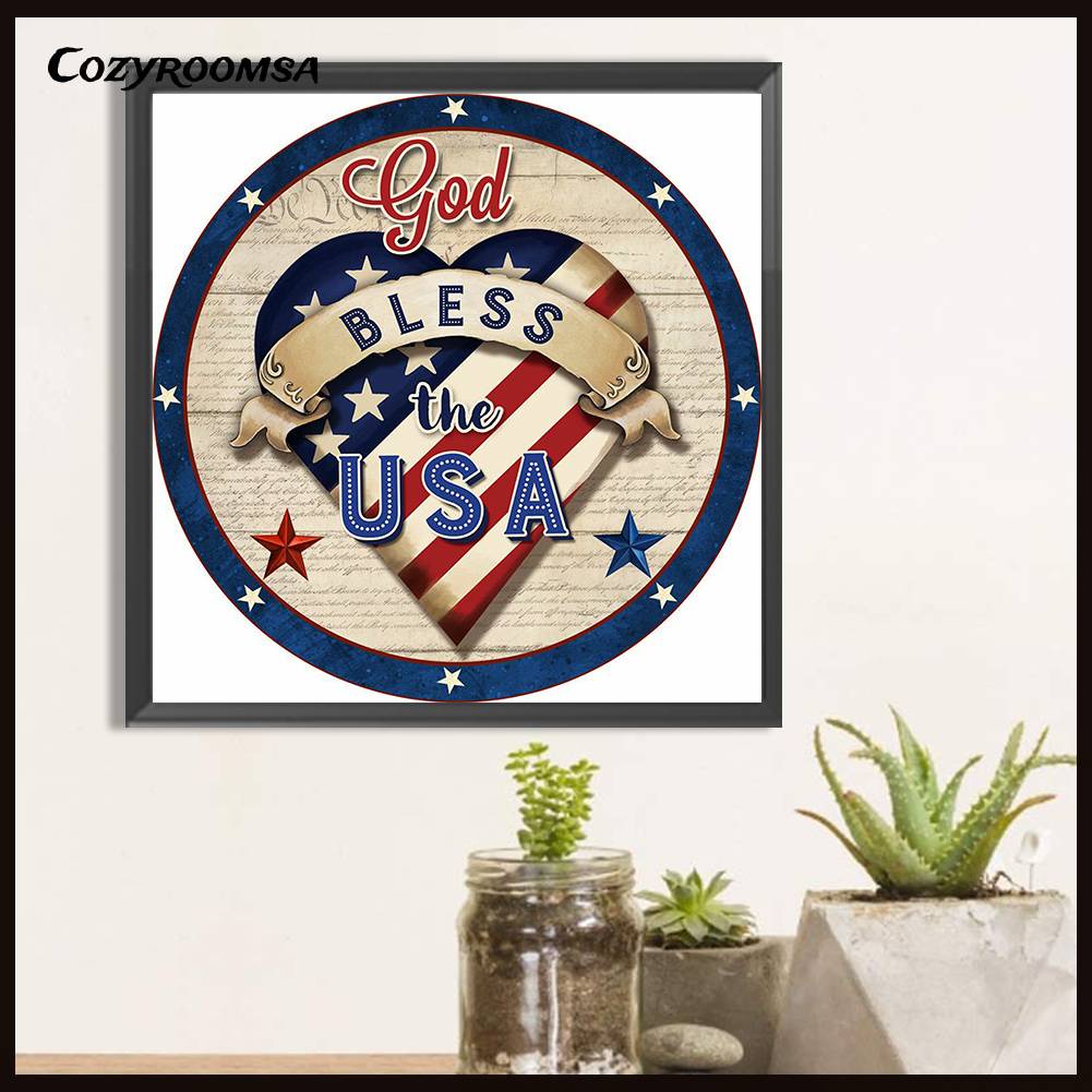 Tranh Đính Đá Kim Cương Toàn Bộ 5D DIY Hình Vẽ Ngày Độc Lập Trang Trí Nhà Cửa