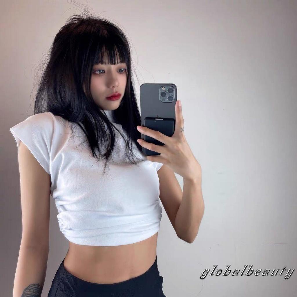 Áo Thun Crop Top Tay Ngắn Màu Sắc Đơn Giản Thời Trang Mùa Hè Dành Cho Nữ