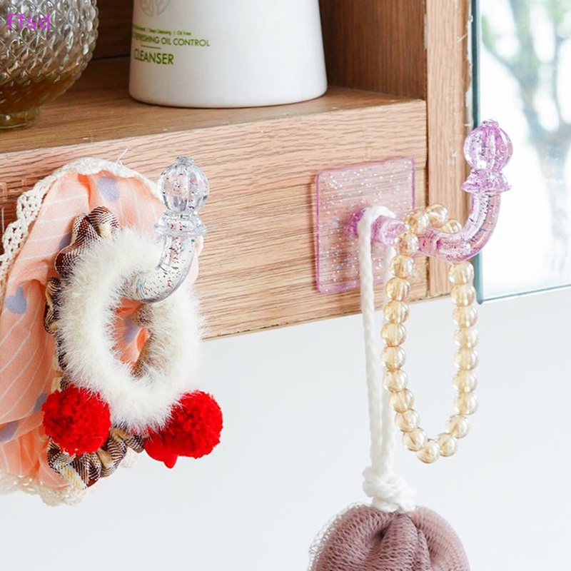 {Ffsd} Giá Đỡ Dây Buộc Tóc / Trang Sức Gắn Tường Đa Năng Pha Lê Bán Chạy