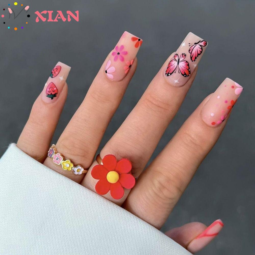 XIANTIN Bộ Móng Tay Giả Che Phủ Toàn Diện Đầu Vuông