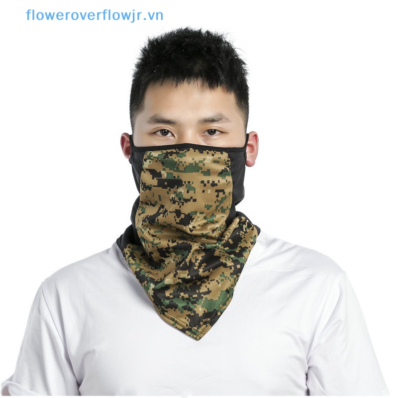Fjr Mũ Trùm Đầu Kiêm Khẩu Trang Bằng Lụa Lạnh Chống Tia UV Họa Tiết Rằn Ri Phong Cách Quân Đội Dùng Khi Chạy Xe Mùa Hè