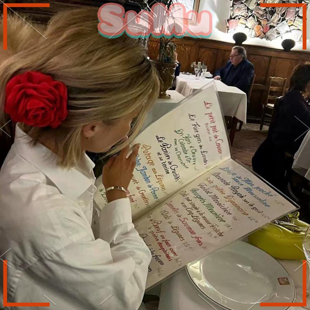 SUMU Kẹp Tóc Nhựa + Vải Handmade Hình Hoa Hồng / Cua Phổ Biến Thời Trang 2023 Cho Nữ