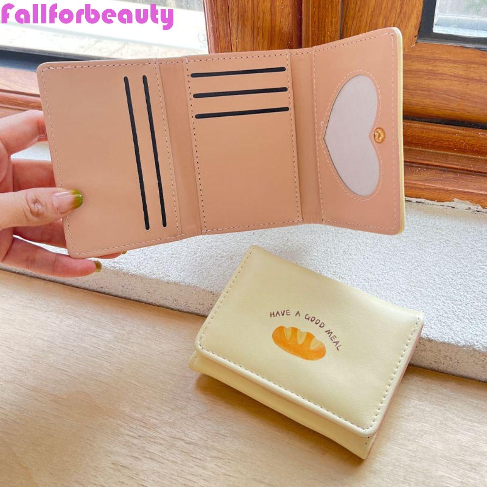 FALLFORBEAUTY Ví Da PU Đựng Thẻ Cỡ Nhỏ Gấp Ba Thời Trang Cho Nữ