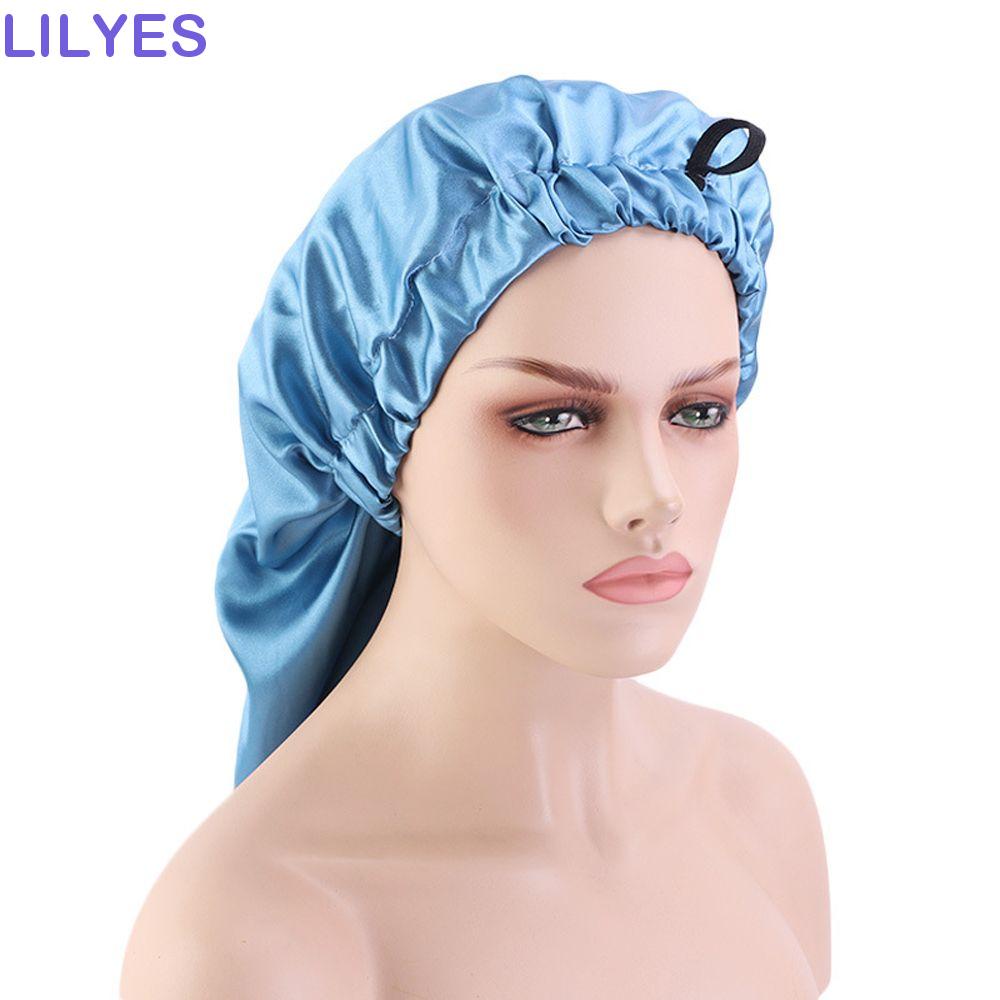 LILYES Mũ Trùm Đầu Bằng Satin Lụa Co Giãn Thời Trang Cho Nữ