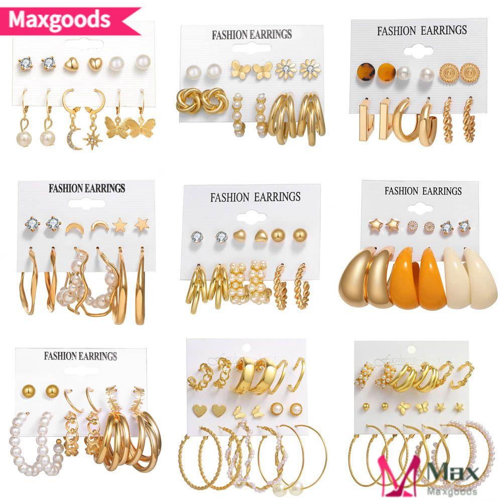 MAXG Bộ Hoa Tai Dáng Dài Đính Đá Sang Trọng Cho Nữ