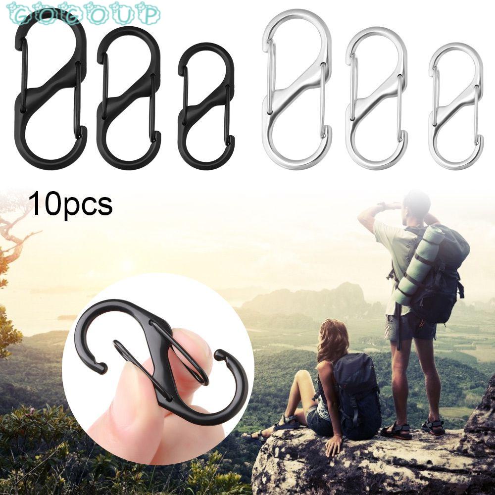 GOGOUP Set 10 Móc Khóa Ba Lô Hợp Kim Kẽm Màu Đen / Bạc Hình Chữ S